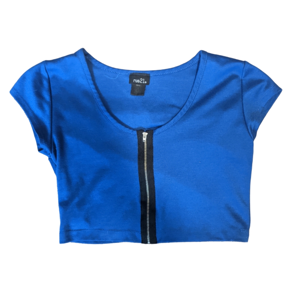 Rue21 Royal Blue Crop Top with Black Zipper